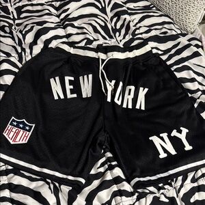 Black "New York" Men's Athletic Shorts with White Trim